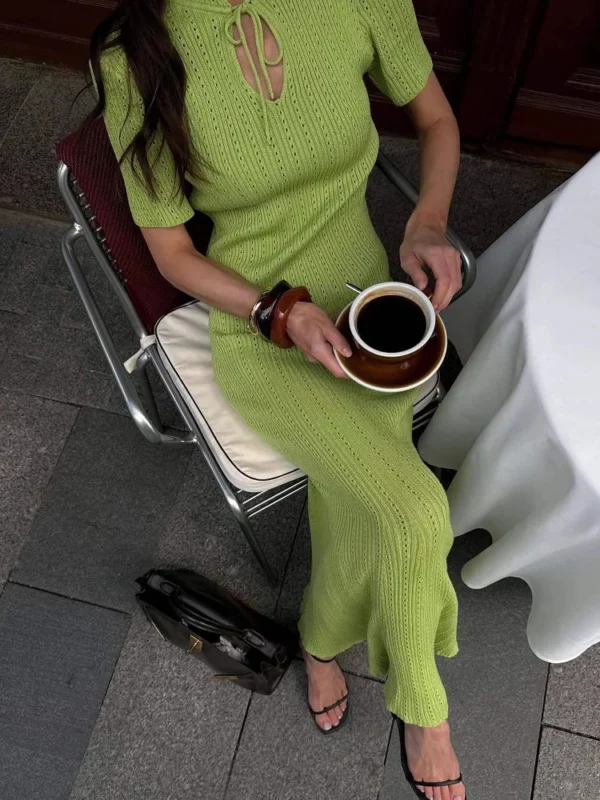 Taruxy Elegant Slim Knitted Long Dress For Women Summer 2025 - Image 4