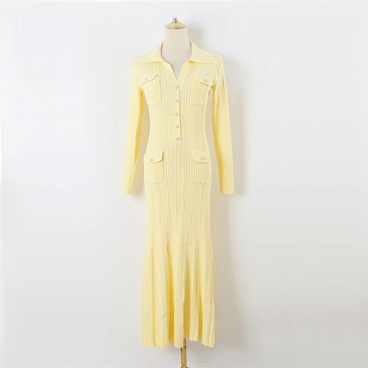 Knit Maxi Dresses Long Knitted Sweater Long Sleeve Elegant Party Dress - Image 5