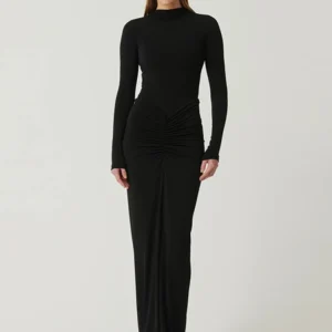 Knit Maxi Dresses Slim O Neck Long Sleeve Casual Maxi Dress