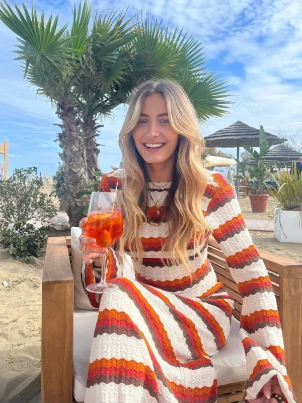 Elegant Knitted Maxi Dress For Women Autumn Beach Party Wear - Image 8