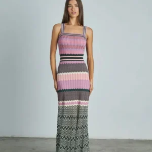 Elegant Slim Knitted Sleeveless Dress Summer Vacation Long Robe