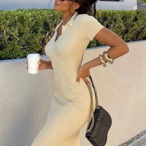 Knit Maxi Dresses Sexy Backless Bodycon Summer Dress Women