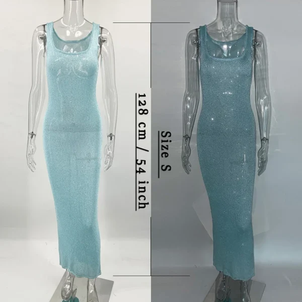 Tornova Sequin Knitted Backless Maxi Dress For Summer Beach - Image 2