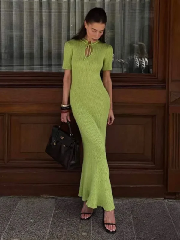Taruxy Elegant Slim Knitted Long Dress For Women Summer 2025
