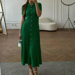 Knit Bodycon Ruffle Maxi Dress For Elegant Office Women
