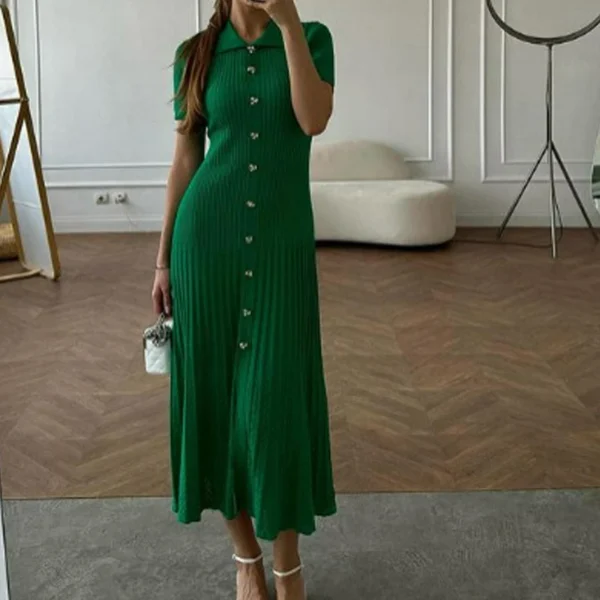 Knit Bodycon Ruffle Maxi Dress For Elegant Office Women