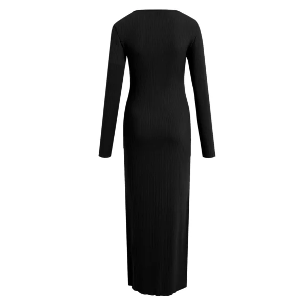 Women Ribbed Knit Bodycon Maxi Sweater Dress For Fall Outfit - Image 8
