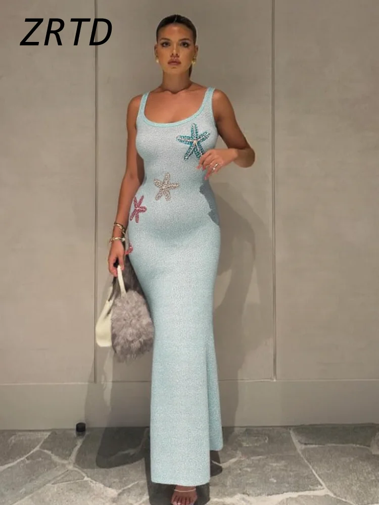 Sexy Knit Sequined Sleeveless Long Dress For Summer Beach Holiday - Image 6