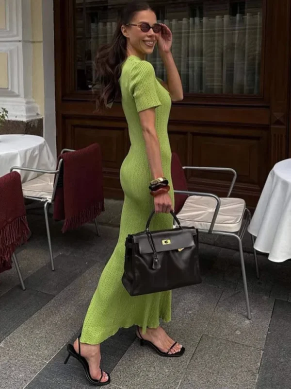 Taruxy Elegant Slim Knitted Long Dress For Women Summer 2025 - Image 3