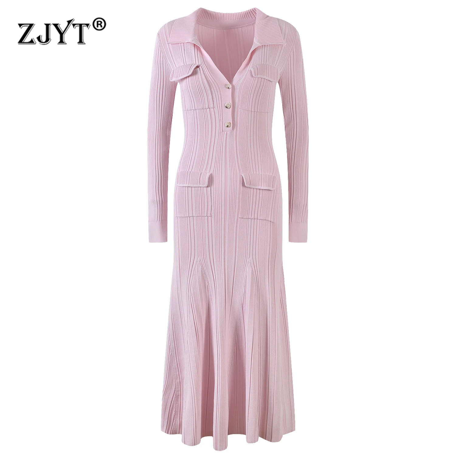 Knit Maxi Dresses Long Knitted Sweater Long Sleeve Elegant Party Dress