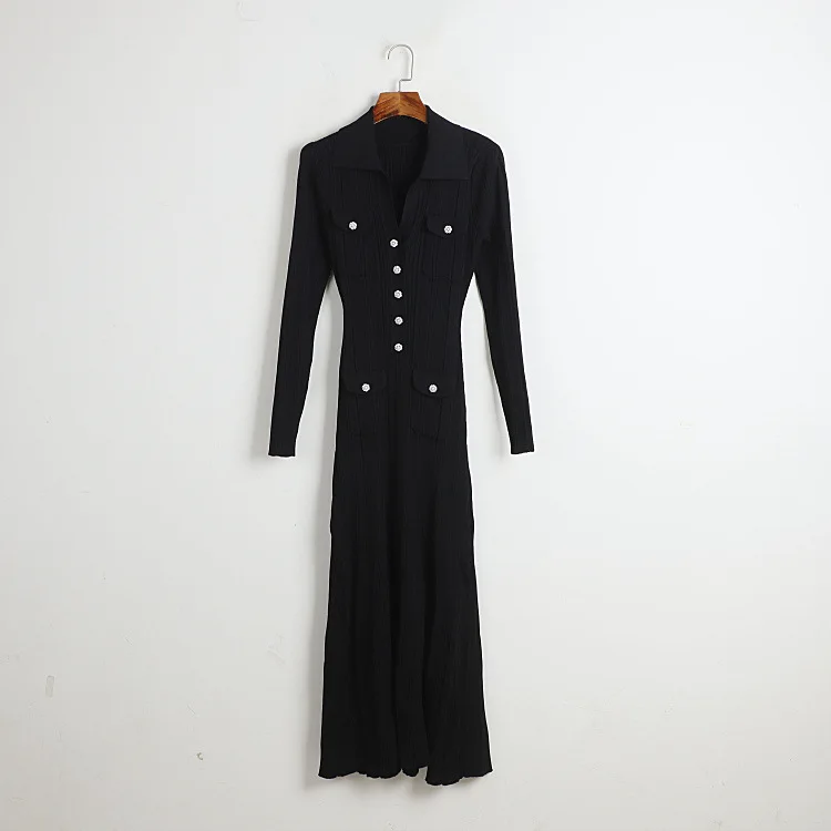 Knit Maxi Dresses Long Knitted Sweater Long Sleeve Elegant Party Dress - Image 4