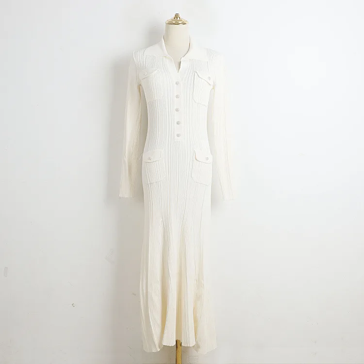 Knit Maxi Dresses Long Knitted Sweater Long Sleeve Elegant Party Dress - Image 3