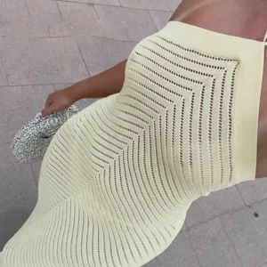 Sexy Crochet Maxi Dress Women Sleeveless Backless Beach Vacation Outfit