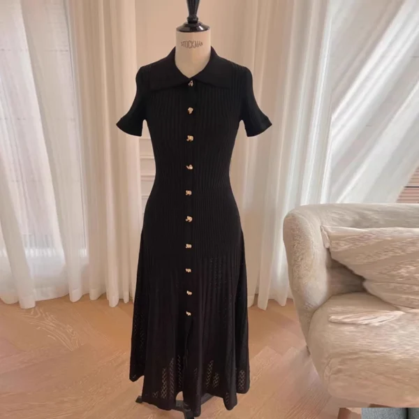 Knit Bodycon Ruffle Maxi Dress For Elegant Office Women - Image 4
