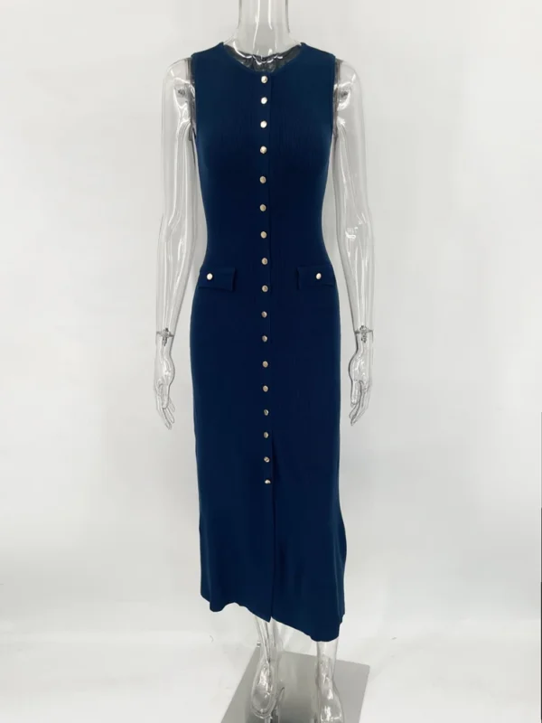 Tossy Knit Ribbed Maxi Dress Sleeveless Slim High Waist Elegant Wear - Image 10