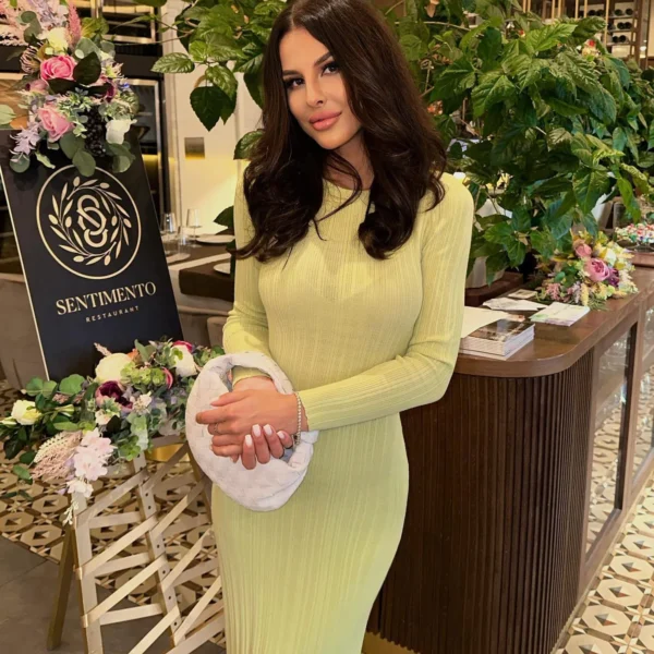 Slim Knit Maxi Dress For Women Elegant Casual Summer Party Wear - Image 2