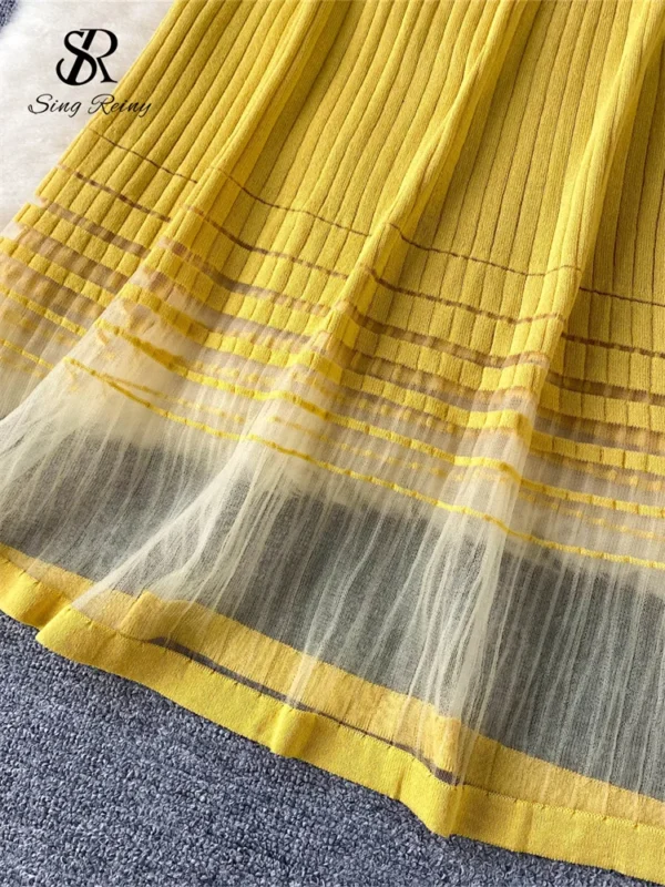 Elegant Stripe Knit Long Dress For Women Summer 2025 Casual Wear - Image 10