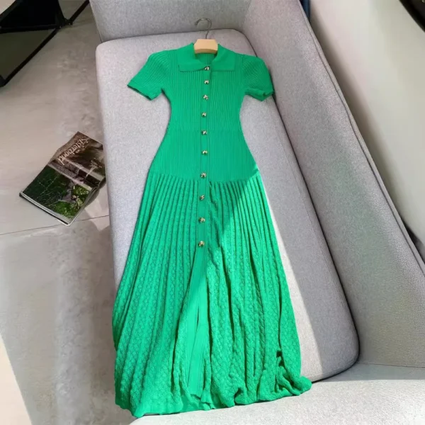 Knit Bodycon Ruffle Maxi Dress For Elegant Office Women - Image 2