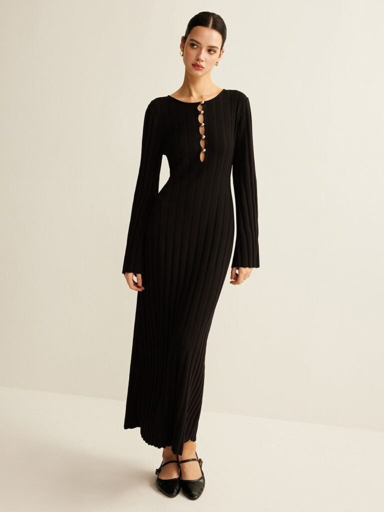 black-knit-maxi dresses