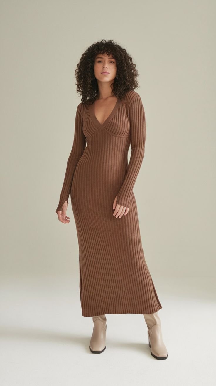 brown-knit-maxi-dresses