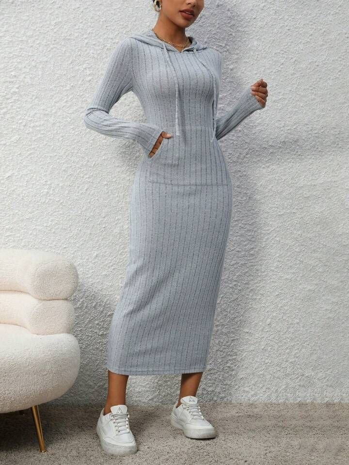 Hooded Knit Maxi Dresses 