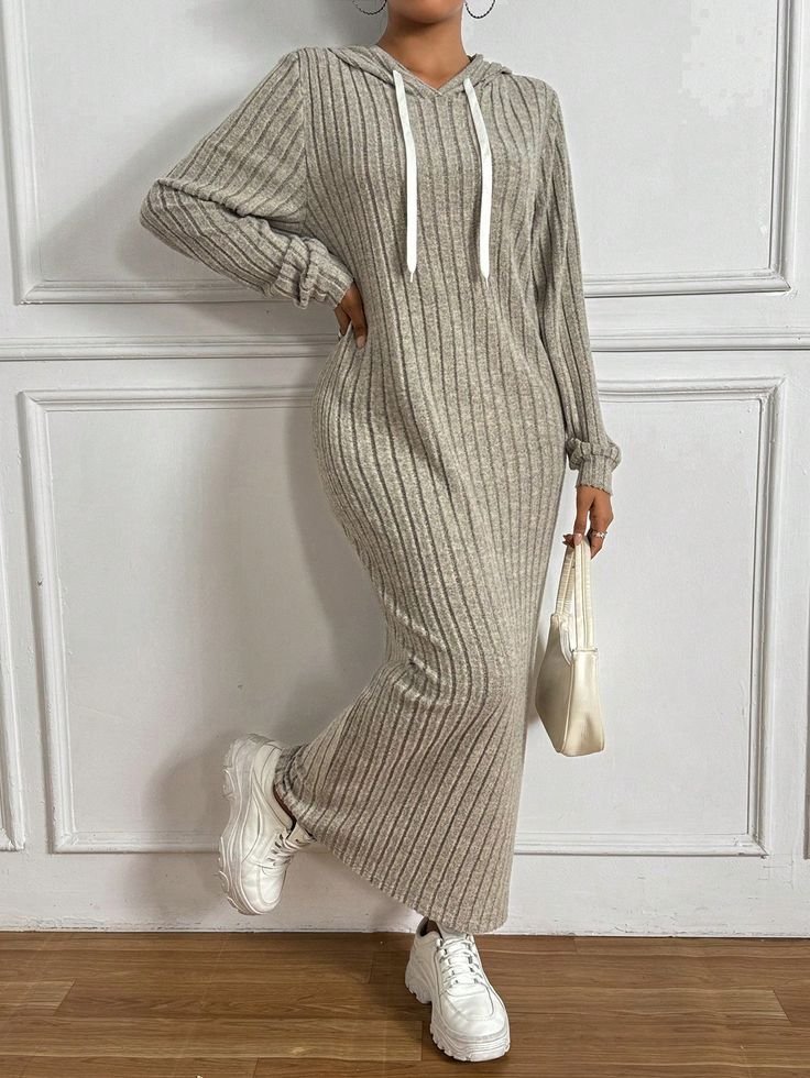 Hooded Knit Maxi Dresses 