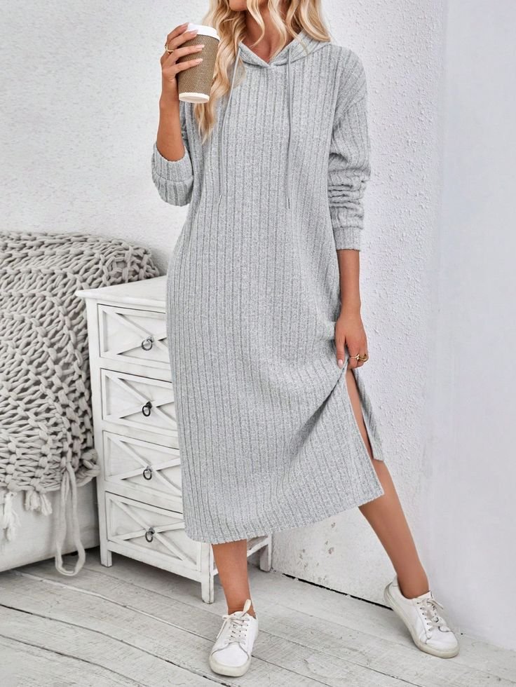 hooded knit maxi dresses