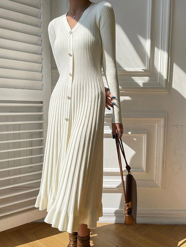 Pleated Knit Maxi Dresses